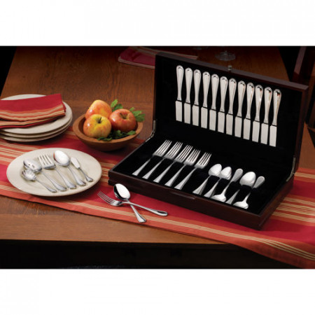 Wallace Continental Bead 65-pc Flatware Set + 15 in. Chest Service for 12