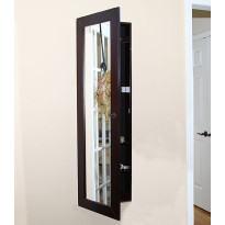 Pebble Beach Wall-Mount Jewelry Armoire - Espresso w/ Mirror