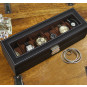 J.G. Raines Fiducia 6-pc Watch Box - Black Leather